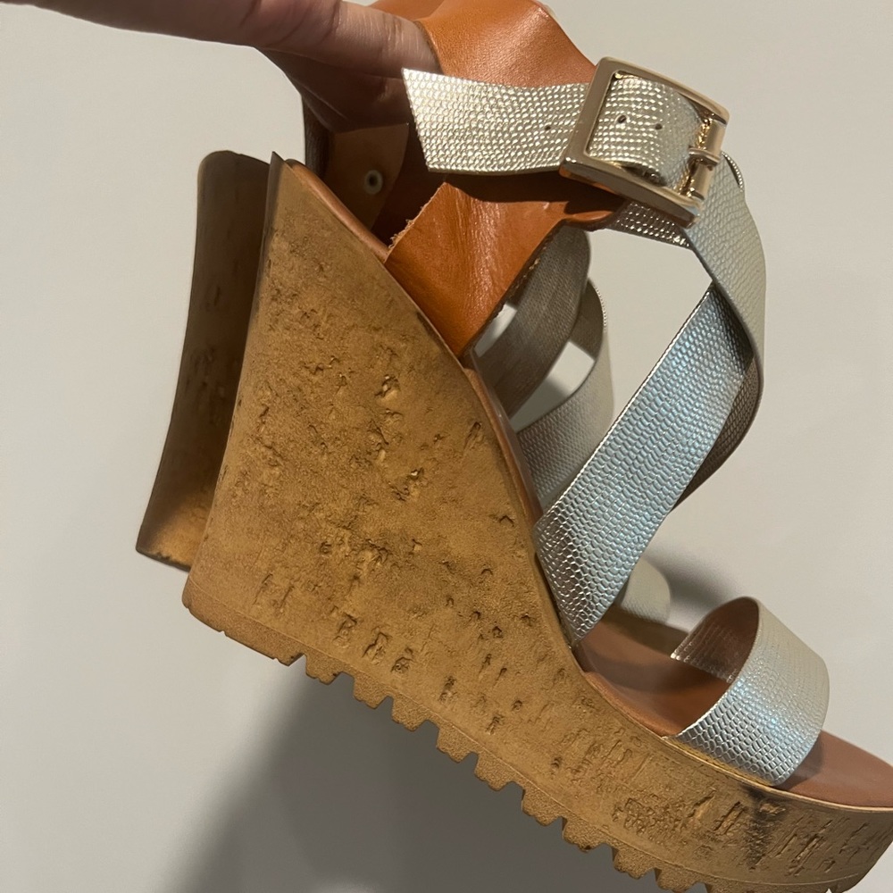 Gold Leather Wedges